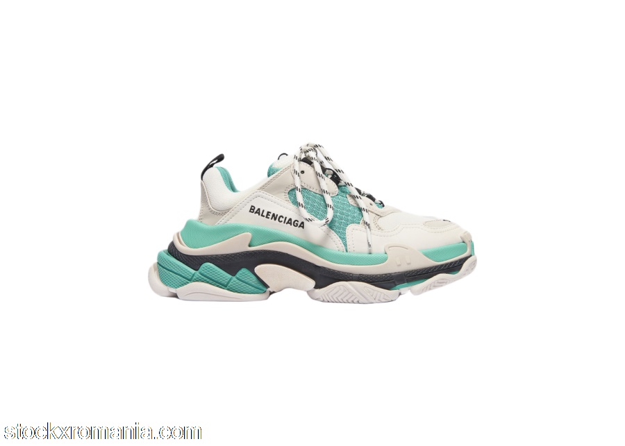Balencaiga Triple S White Grey Turquoise (W)524039W09OH3005