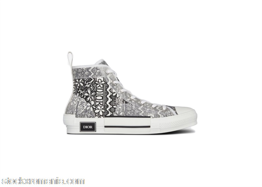 Dior And Shawn B23 High Top Black White Embroidery3SH118ZCO_H169